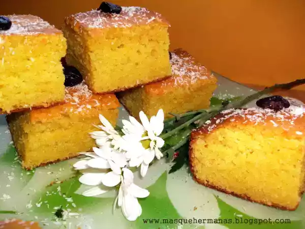 Receta Cuadraditos de bizcocho de queso fresco y dibarcafé