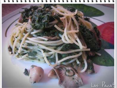 Receta Espaguetis con espinacas y setas