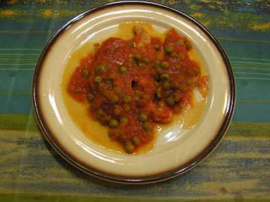 Receta Lomo con tomate y guisantes