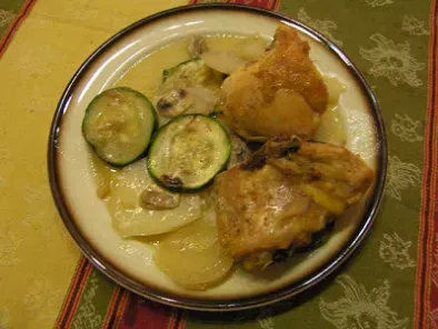 Receta Pollo al horno con calabacin y patata