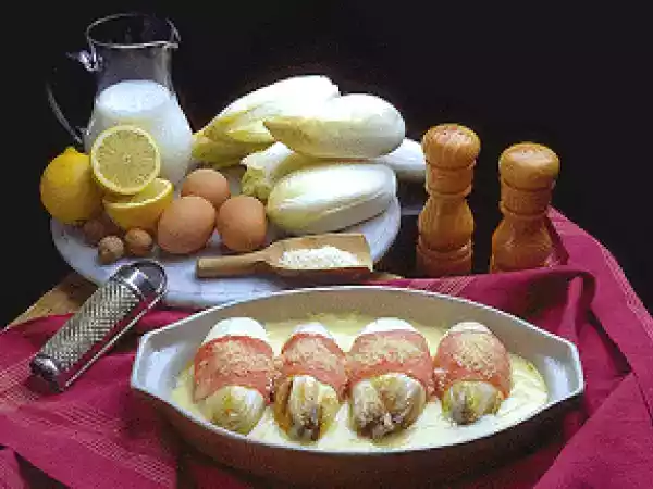 Receta Endibias al horno con jamón