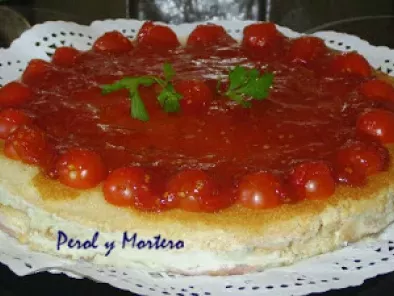 Receta Tarta salada de queso de cabra y mermelada de tomates