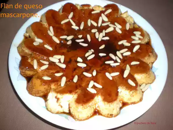 Receta Flan de queso mascarpone.