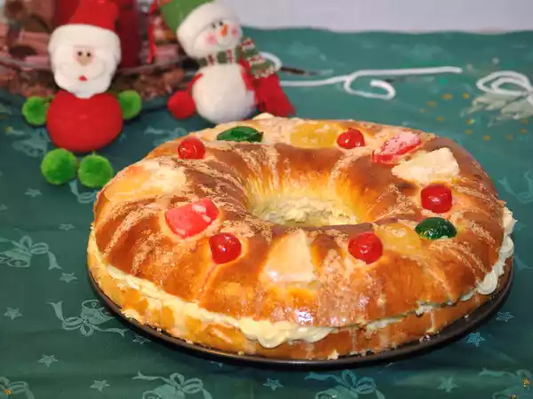 Receta Roscón de reyes relleno de crema