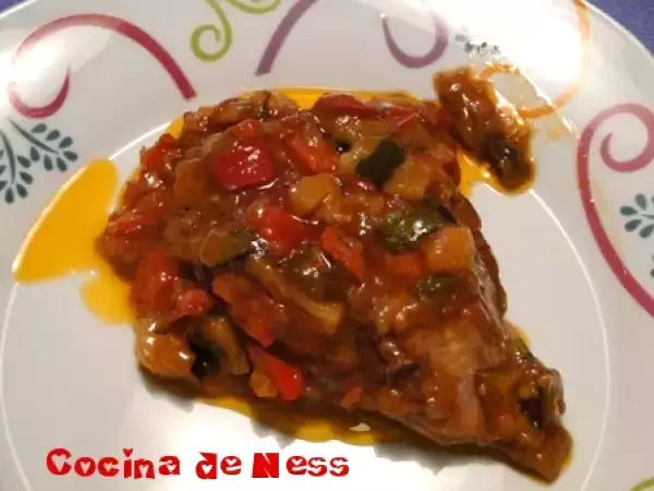 Receta Pollo/conejo con samfaina (plato típico catalán)