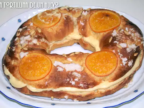 Receta Roscon de reyes relleno de crema pastelera