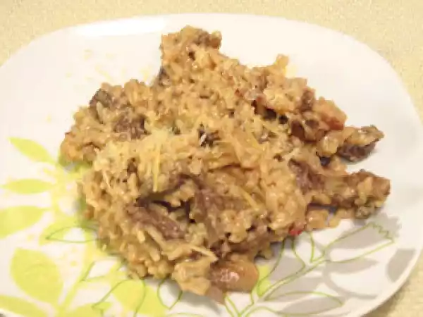 Receta Risotto de solomillo/lomito con champiñones