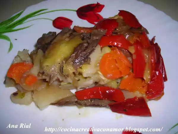 Receta Pastel de verduras y setas con queso edam gratinado