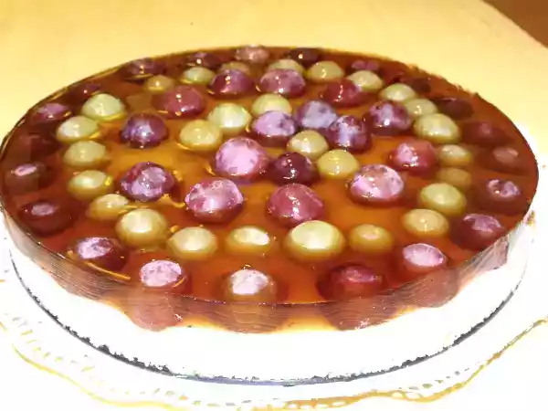 Receta Pastel de queso y uva con gelatina de pedro ximenes