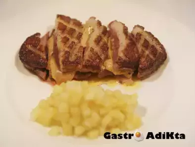 Receta Magret de pato con foie y manzana a la vainilla