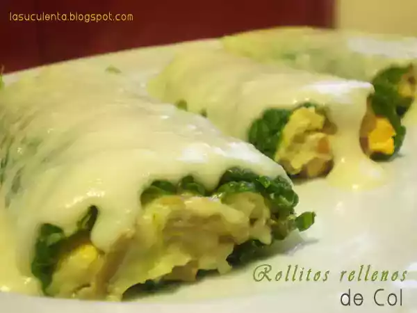 Receta Rollitos de col rellenos de setas y jamón