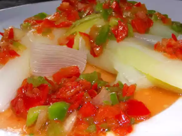 Receta Puerros a la vinagreta (con vinagre de estragón de aliño)