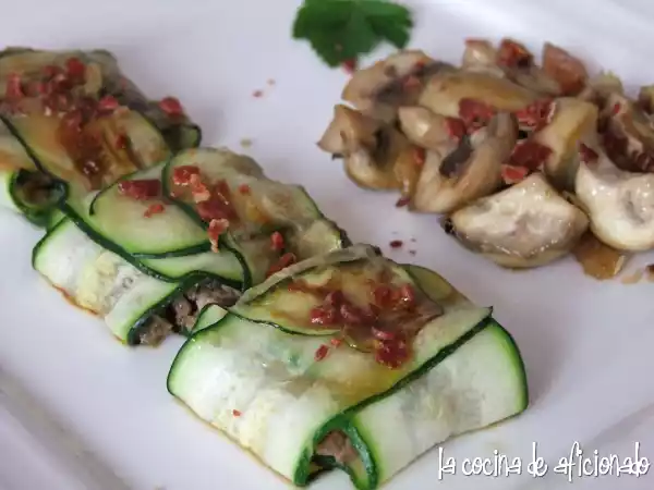 Receta Raviolis de calabacín rellenos de carne y foie