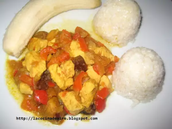 Receta Pollo mozárabe con arroz y plátano