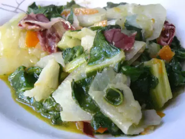 Receta Bledes amb verdures i curry