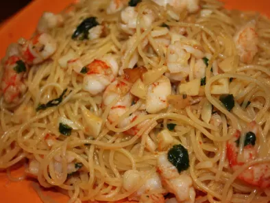 Receta Espaguetis con langostinos, ajo y perejil