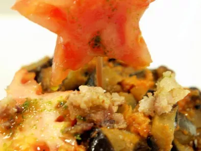 Receta Ensalada de berenjena, con patatas, lomo y virutas de panceta