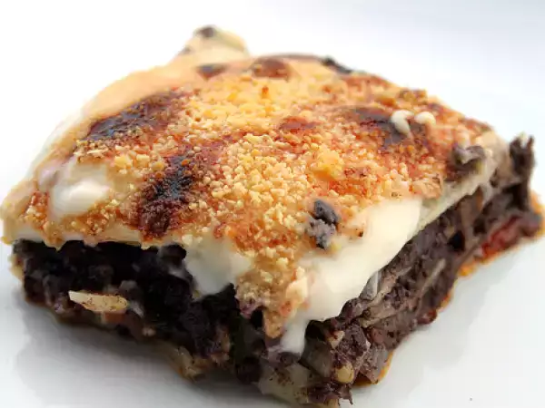 Receta Lasaña de morcilla y tomate confitado. paso a paso.