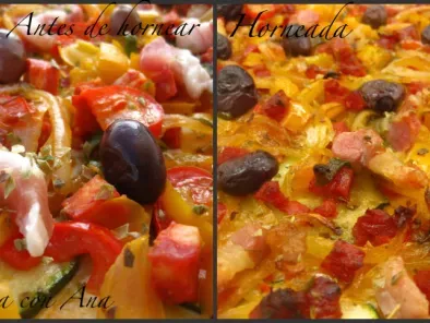 Receta Pizza con verduras, tocino y chorizo