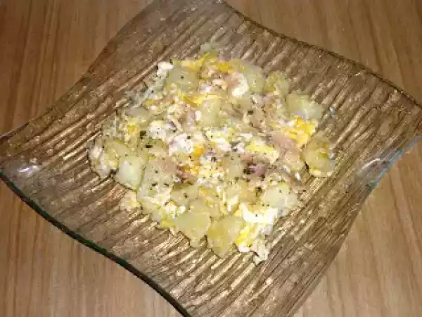 Receta Revuelto de patatas al vino blanco