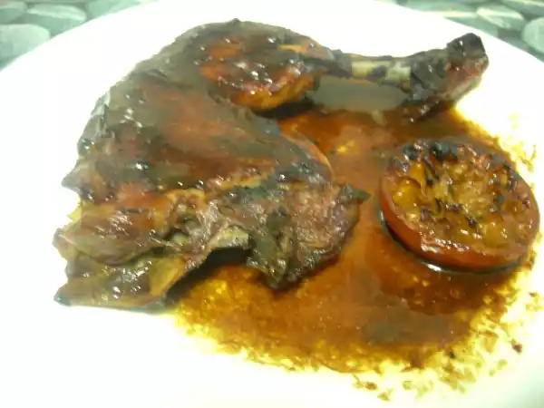 Receta Muslos con salsa de mandarina y vino tinto