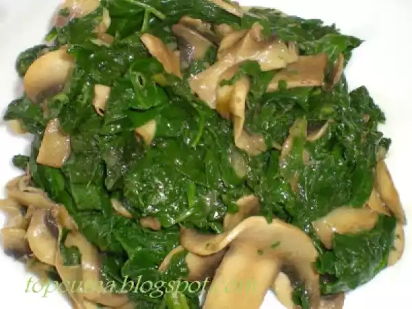 Receta Espinacas con champiñones.