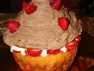 Receta Cupcake gigante con cobertura de chocolate