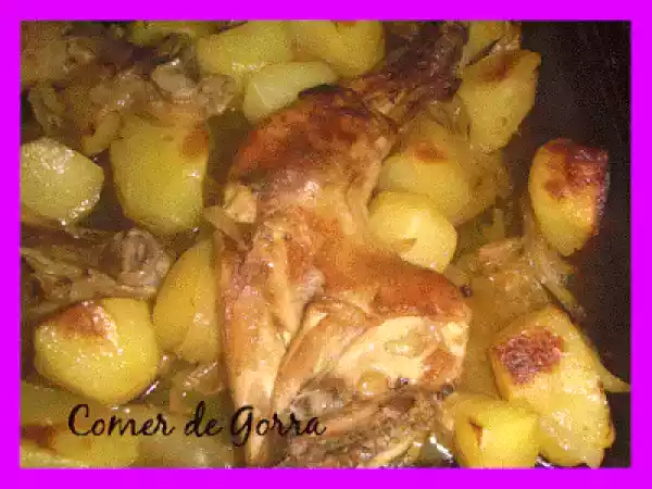 Receta Pollo asado encebollado