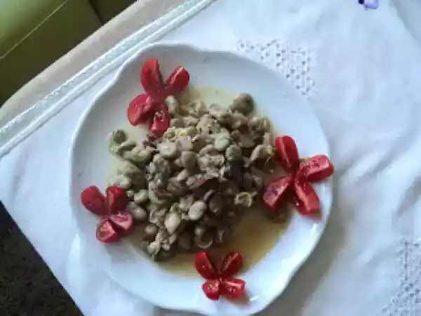 Receta Habas con cebolleta y jamón.