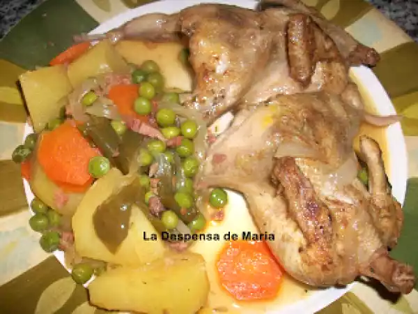 Receta Codornices con verduras
