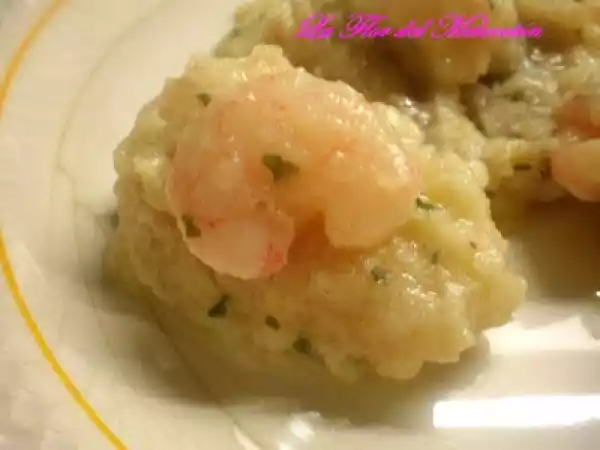 Receta Rape con gambas en bechamel de su propio caldo