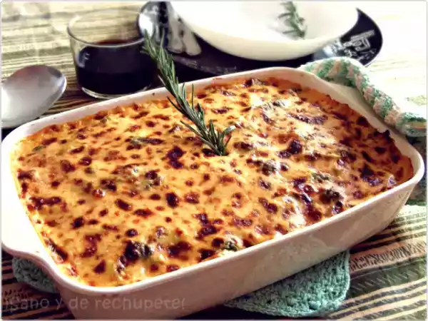 Receta Gratén primavera de pollo y acelgas