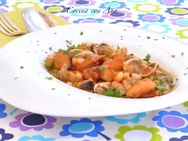 Receta Estofado de jibia y judias