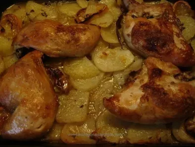 Receta Pollo al horno con tomillo limonero y patatas