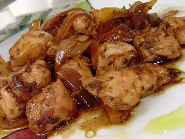 Receta Pollo encebollado