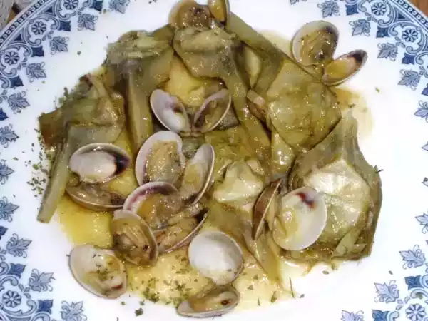 Receta Alcachofas con almejas