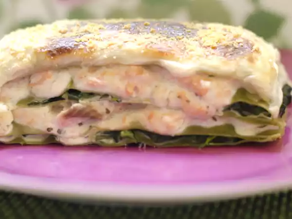 Receta Lasaña verde de salmón y espinacas