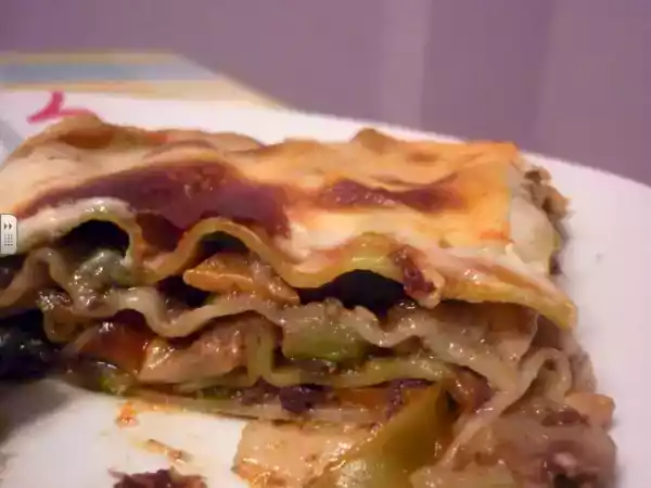 Receta Lasaña de morcilla y verduras