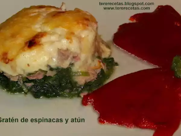 Receta Gratén de espinacas y atún