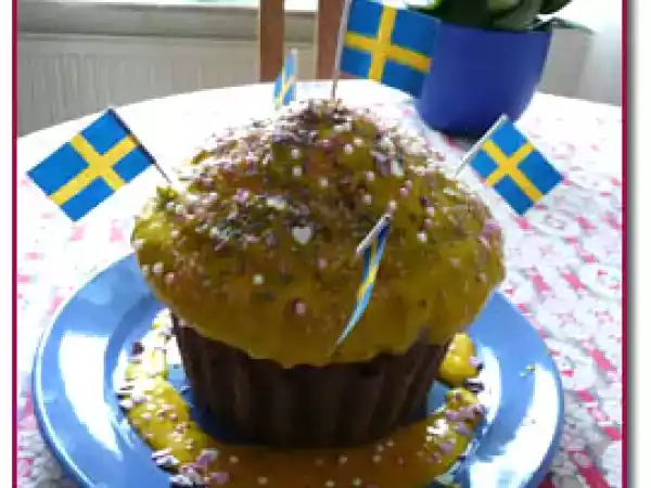 Receta Muffin sueco de remolacha y azafrán “gigante”