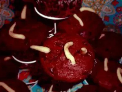 Receta Muffins tipo starbucks con gusanos de mazapàn