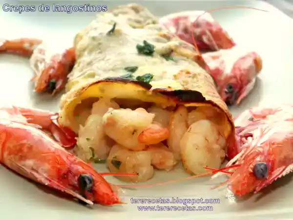 Receta Crepes de langostinos