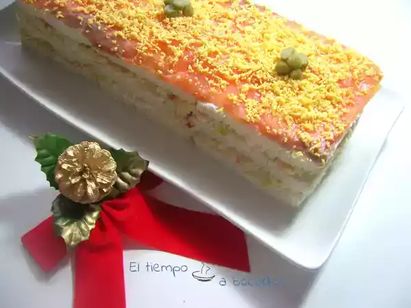 Receta Pastel frío con salmón ahumado