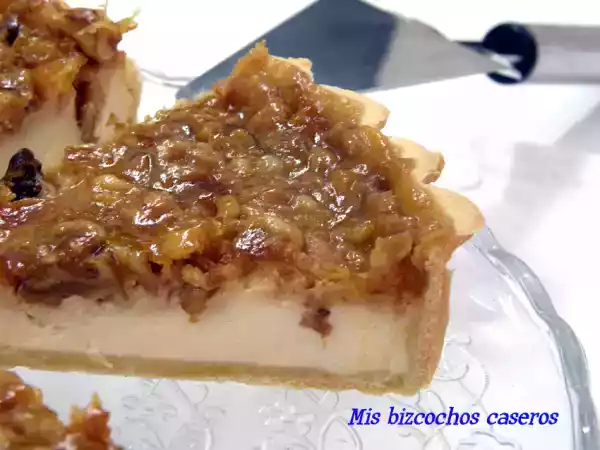 Receta Tarta de queso y vainilla con nueces y toffee