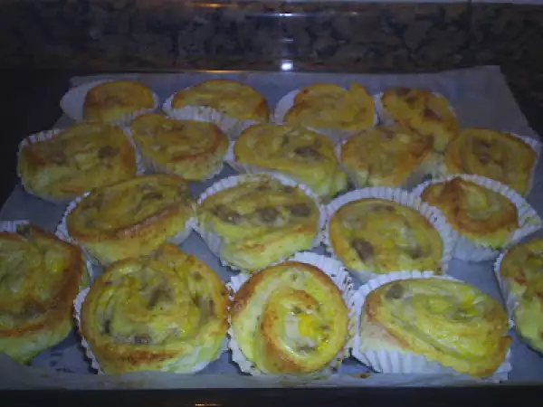 Receta Espirales con crema pastelera y nueces
