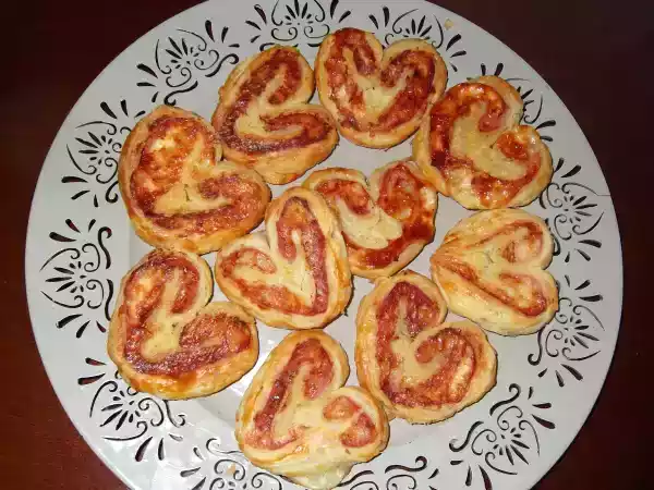 Receta Palmeras saladas de jamón y queso
