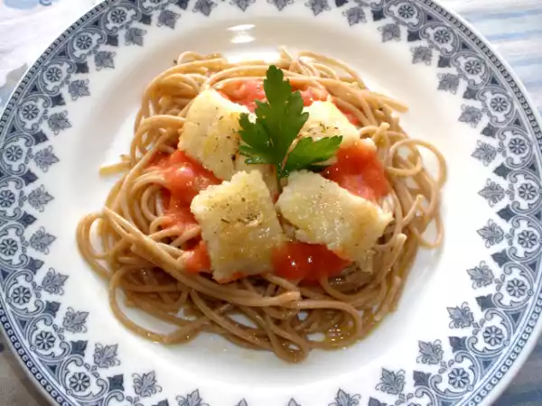 Receta Espagueti de espelta con perca