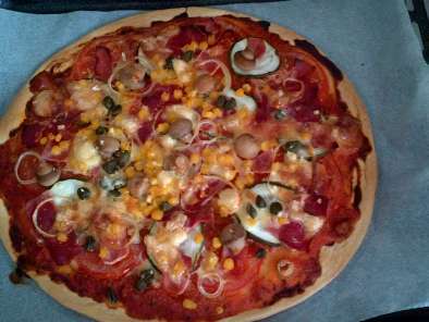Receta Pizza primavera con jamón serrano