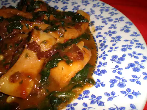 Receta Calamares guisados con espinacas