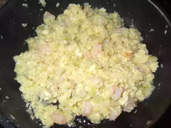 Receta Revuelto de calabacín y gambas